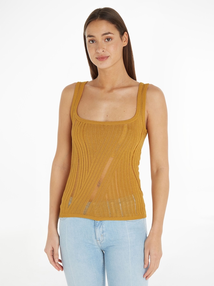 Calvin Klein Gold Texture Stitch Vest - Image 1 of 3