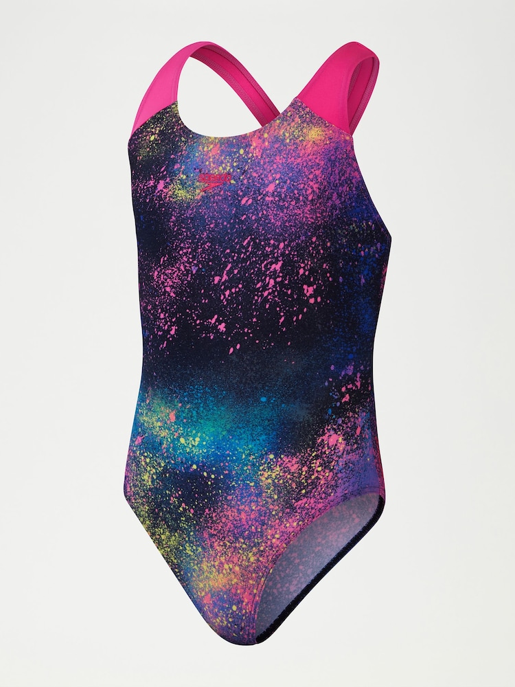 Speedo Multi Girls Digital All-Over Splashback Swimsuit - Image 1 of 3