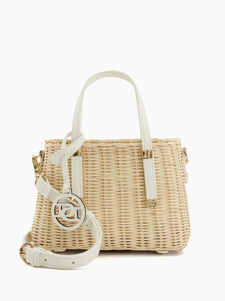 Dune London Natural Mini Dinkydorries Rattan Tote Bag - Image 1 of 2