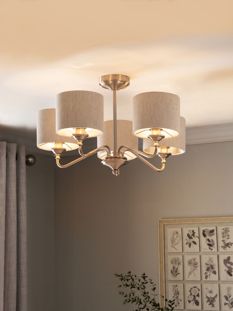 Brushed Chrome Burford 5 Light Height Adjustable Ceiling Light - Image 1 of 6