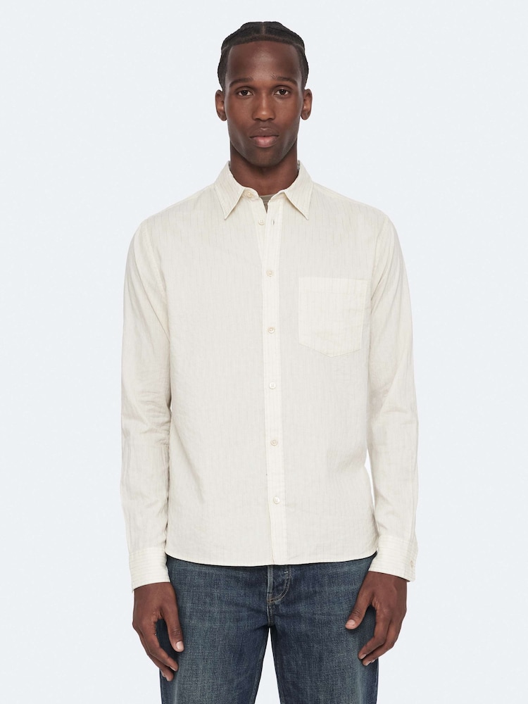 Ақ - AllSaints Judd Long Sleeve Shirt - 8суретінің 1 суреті