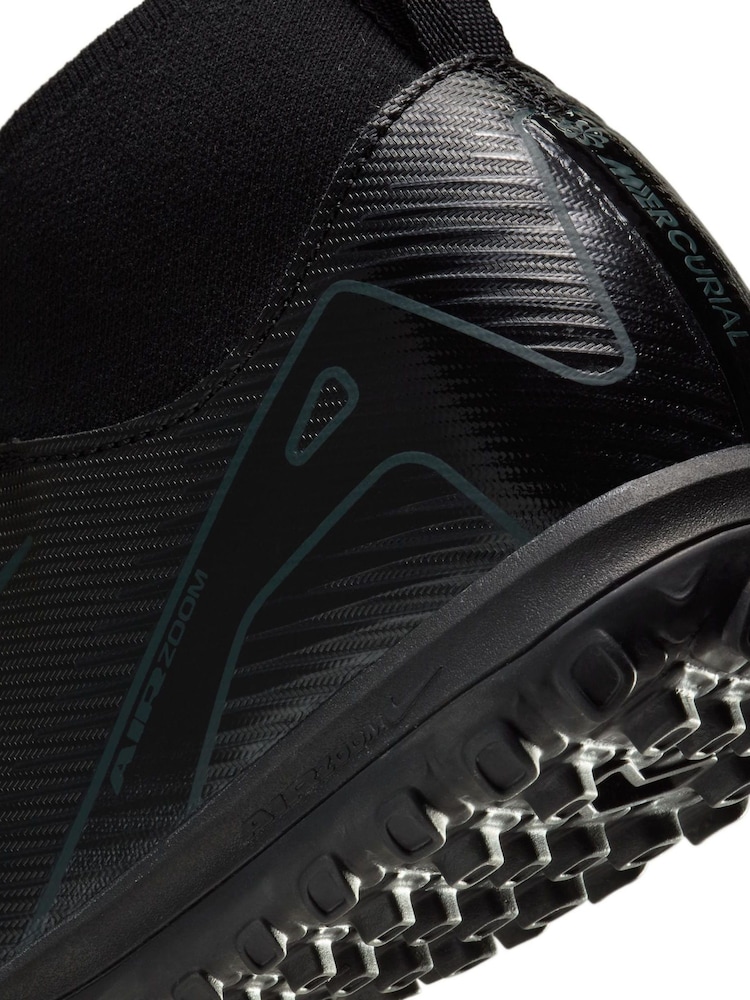 Nike Black/Green Kids Mercurial Zoom Superfly 10 Academy Turf Football Boots - Image 8 of 8