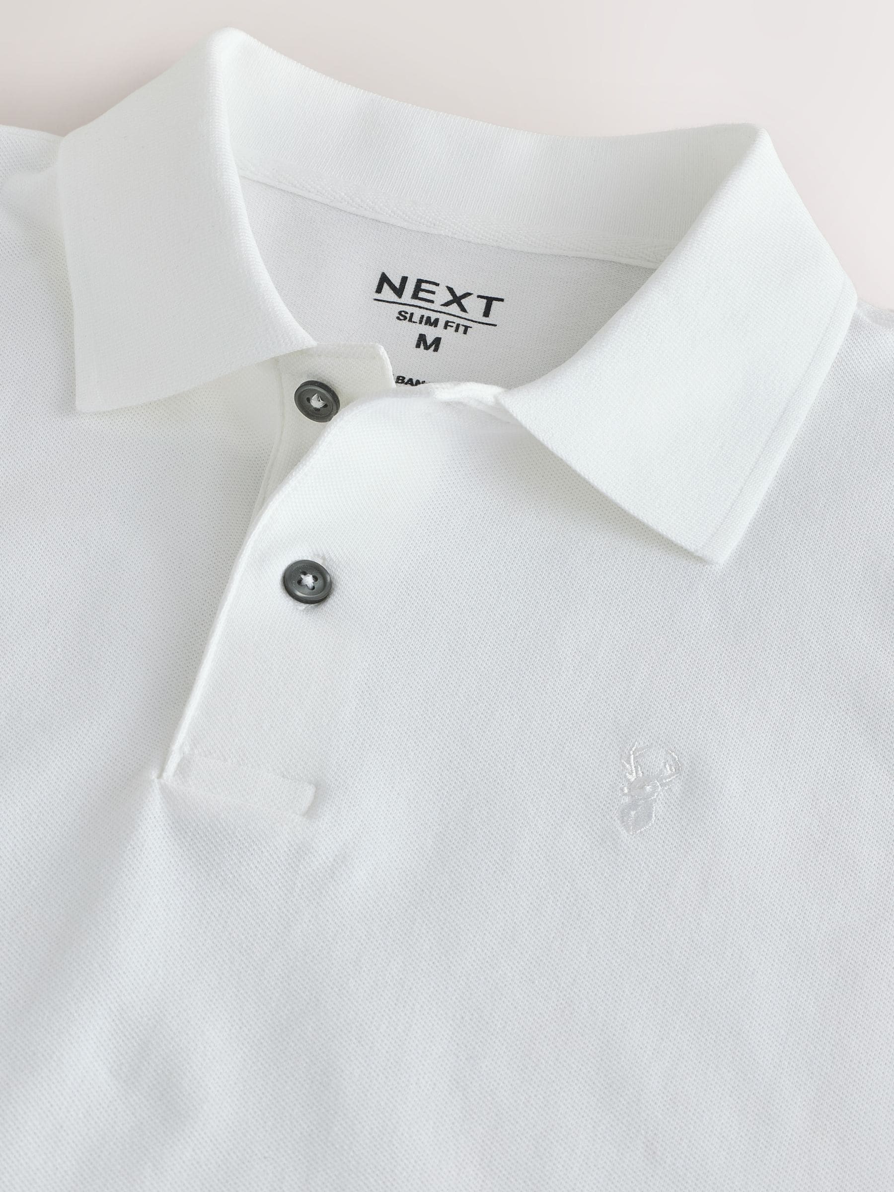 Buy White Slim Fit Short Sleeve Pique Polo Shirt from Next South