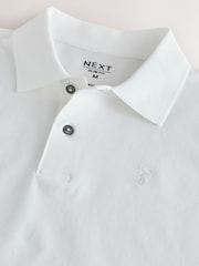 White Slim Fit Short Sleeve Pique Polo Shirt - Image 7 of 7