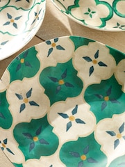 Teal/White Mediterranean Picnic Dinnerware Set of 4 Pasta Bowls - Image 5 of 6
