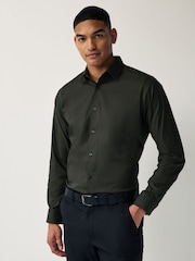 Charcoal Grey Regular Fit Four Way Stretch Shirt - Image 1 of 10