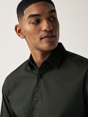 Charcoal Grey Regular Fit Four Way Stretch Shirt - Image 4 of 10