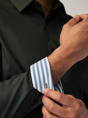 Charcoal Grey Regular Fit Four Way Stretch Shirt - Image 6 of 10