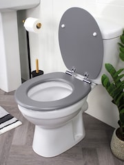 Showerdrape Grey Norfolk Soft Close Wooden Toilet Seat - Image 2 of 4