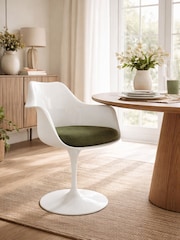 Fusion Living Dark Green Tulip Armchair with Bouclé Cushion - Image 1 of 5
