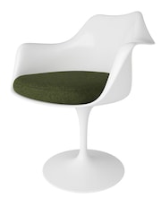 Fusion Living Dark Green Tulip Armchair with Bouclé Cushion - Image 3 of 5