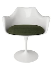 Fusion Living Dark Green Tulip Armchair with Bouclé Cushion - Image 4 of 5
