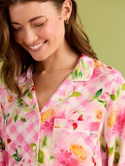 Bath & Body Works Pink Ginghan and Floral Print Woven Button Through Pyjamas - Image 5 of 7