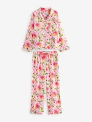 Bath & Body Works Pink Ginghan and Floral Print Woven Button Through Pyjamas - Image 6 of 7