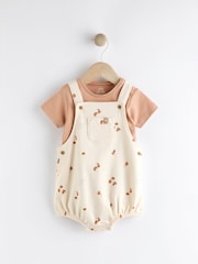 Cream Peach Dungarees And Bodysuit Baby Set (0mths-2yrs) - Image 1 of 9