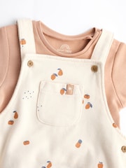 Cream Peach Dungarees And Bodysuit Baby Set (0mths-2yrs) - Image 7 of 9