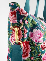 Cath Kidston Green Floral 100% Cotton Overnight Travel Bag - Image 10 of 12