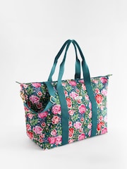 Cath Kidston Green Floral 100% Cotton Overnight Travel Bag - Image 4 of 12