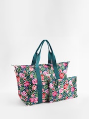Cath Kidston Green Floral 100% Cotton Overnight Travel Bag - Image 6 of 12