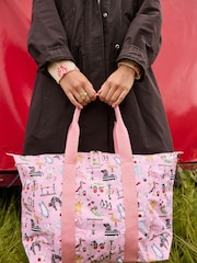 Cath Kidston Pink Toys Print 100% Cotton Overnight Travel Bag - Image 1 of 12