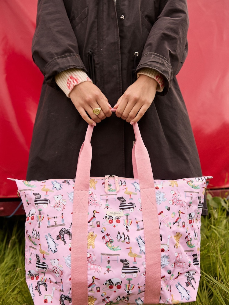 Cath Kidston Pink Toys Print 100% Cotton Overnight Travel Bag - Image 1 of 12