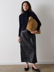 Whistles Blue Crew Neck Scarf Cardigan - Image 2 of 4