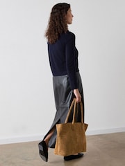 Whistles Blue Crew Neck Scarf Cardigan - Image 3 of 4