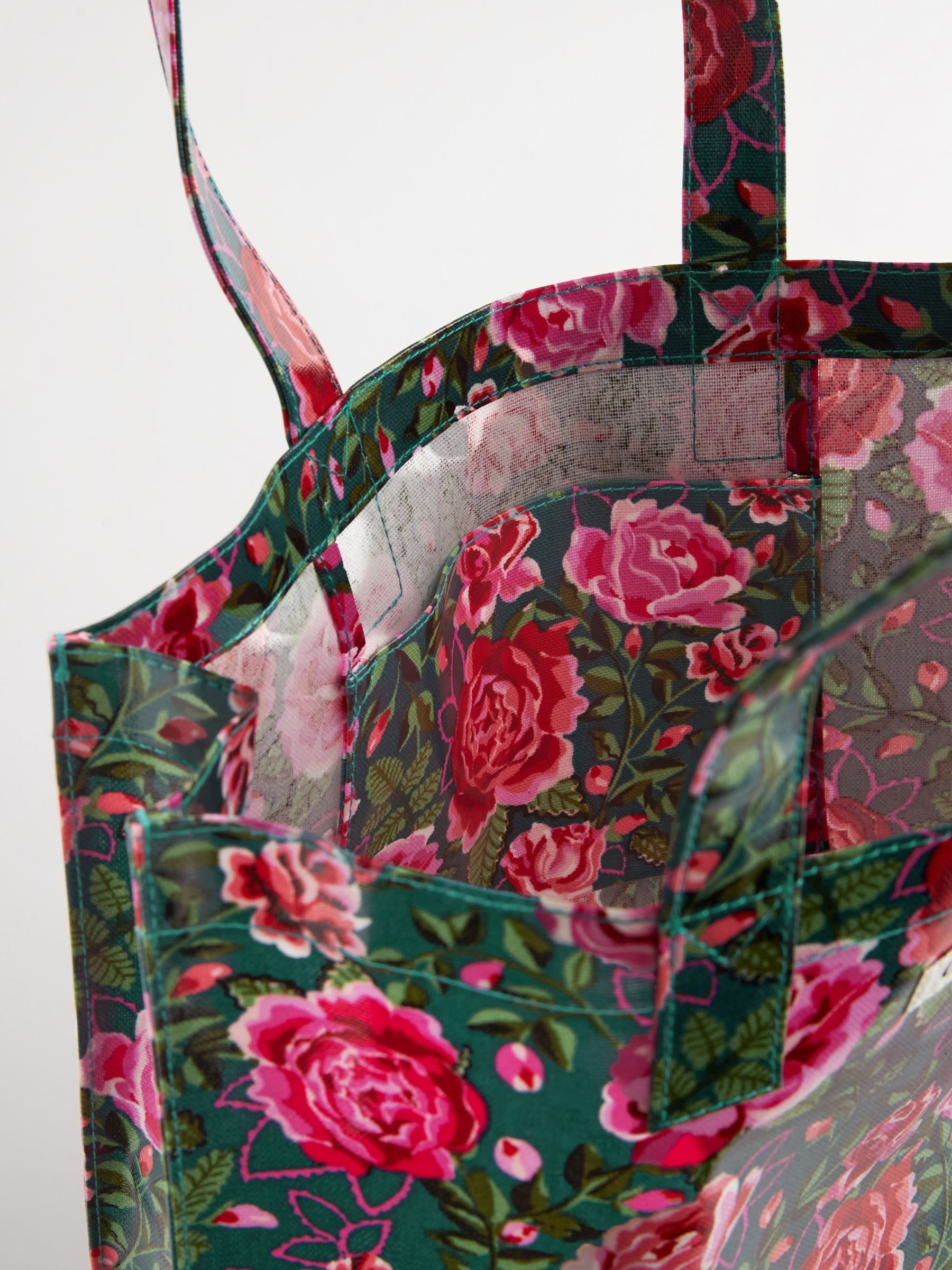 Cath Kidston Green Rose Large Coated Bookbag