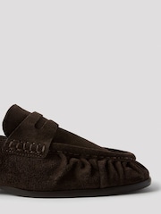 Whistles Brown Soft Suede Ruched Loafer - Image 4 of 4