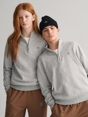 GANT Grey Shield Logo 100% Cotton Half Zip Jumper - Image 1 of 5
