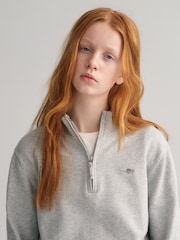 GANT Grey Shield Logo 100% Cotton Half Zip Jumper - Image 4 of 5