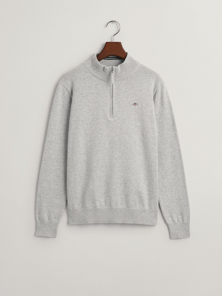 GANT Grey Shield Logo 100% Cotton Half Zip Jumper - Image 5 of 5
