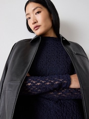 Whistles Blue Textured Drop Waist Dress - Image 2 of 4