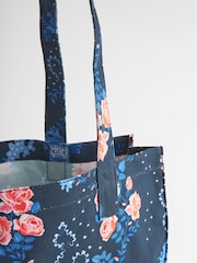 Cath Kidston Navy Floral Large Coated 100% Cotton Book Bag - Image 4 of 6
