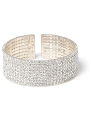 Aela Silver Tone Crystal Cuff Bracelet - Image 1 of 2