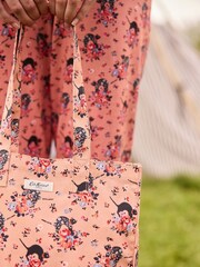 برتقالي - رسمة القطة الخائفة - حقيبة كتب كبيرة من نسيج قطن 100% من Cath Kidston - صورة 2 من 9