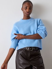 Whistles Wool Mix Curved Hem Knitted Jumper - Imaginea 2 din 4