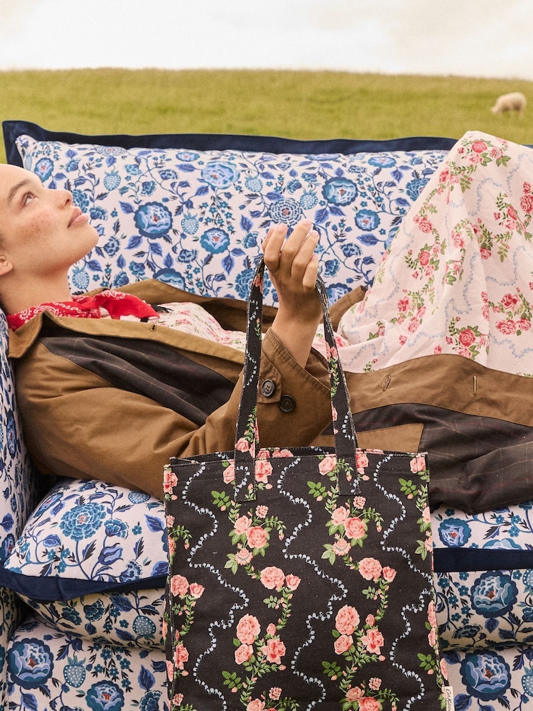 أسود روز - حقيبة كتب كبيرة من نسيج قطن 100% من Cath Kidston - صورة 2 من 9