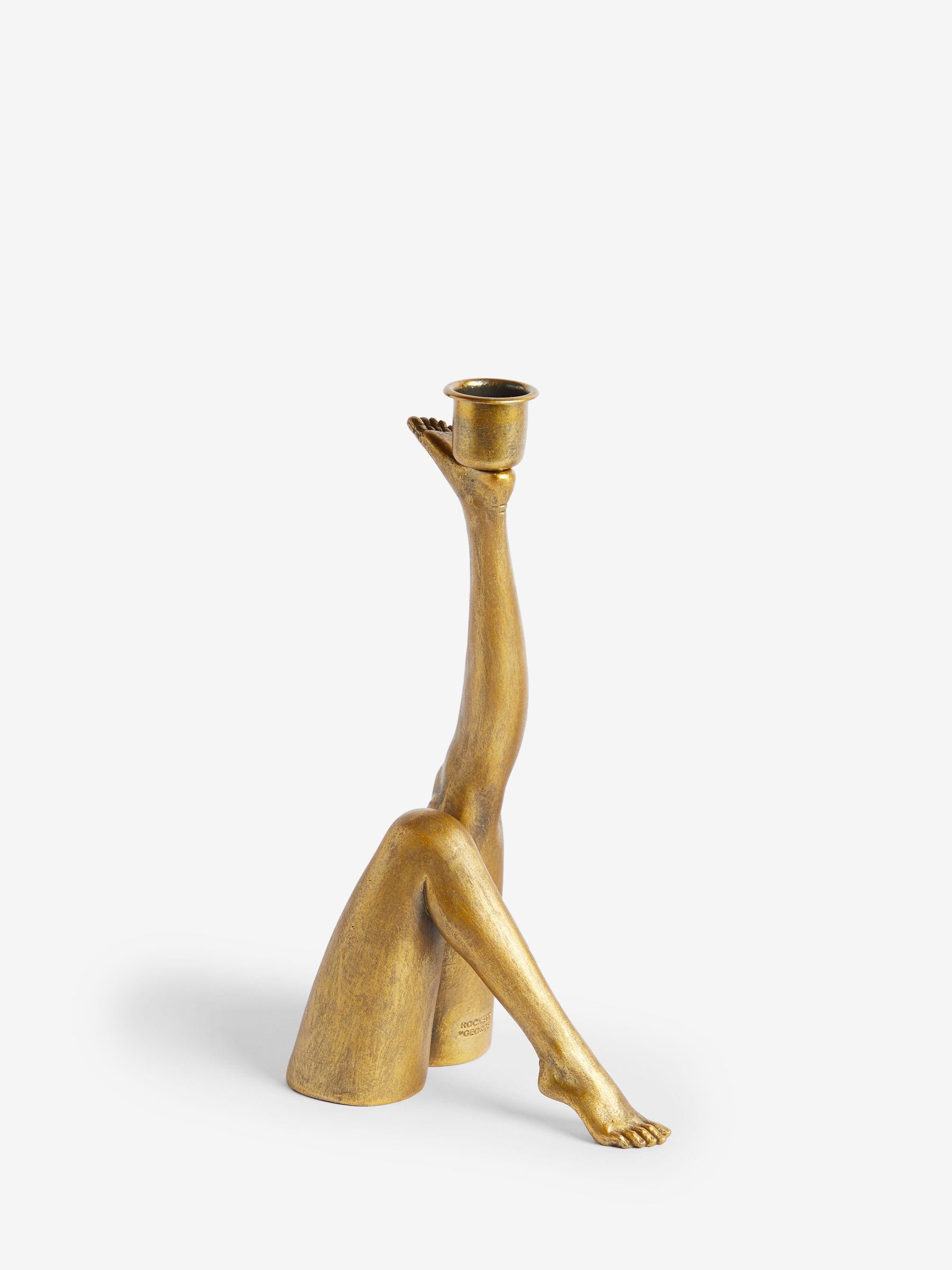 Buy Rockett St George Gold Leg Taper Candle Holder from the Next