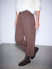 Chocolate Brown Stripped Double Pocket Barrel Jeans - Image 2 of 6