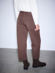 Chocolate Brown Stripped Double Pocket Barrel Jeans - Image 5 of 6