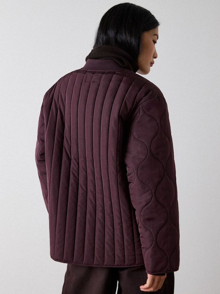 Whistles Red Button Through Quilted Coat - Image 2 of 2 Whistles Red Button Through Quilted Coat - Image 2 of 2