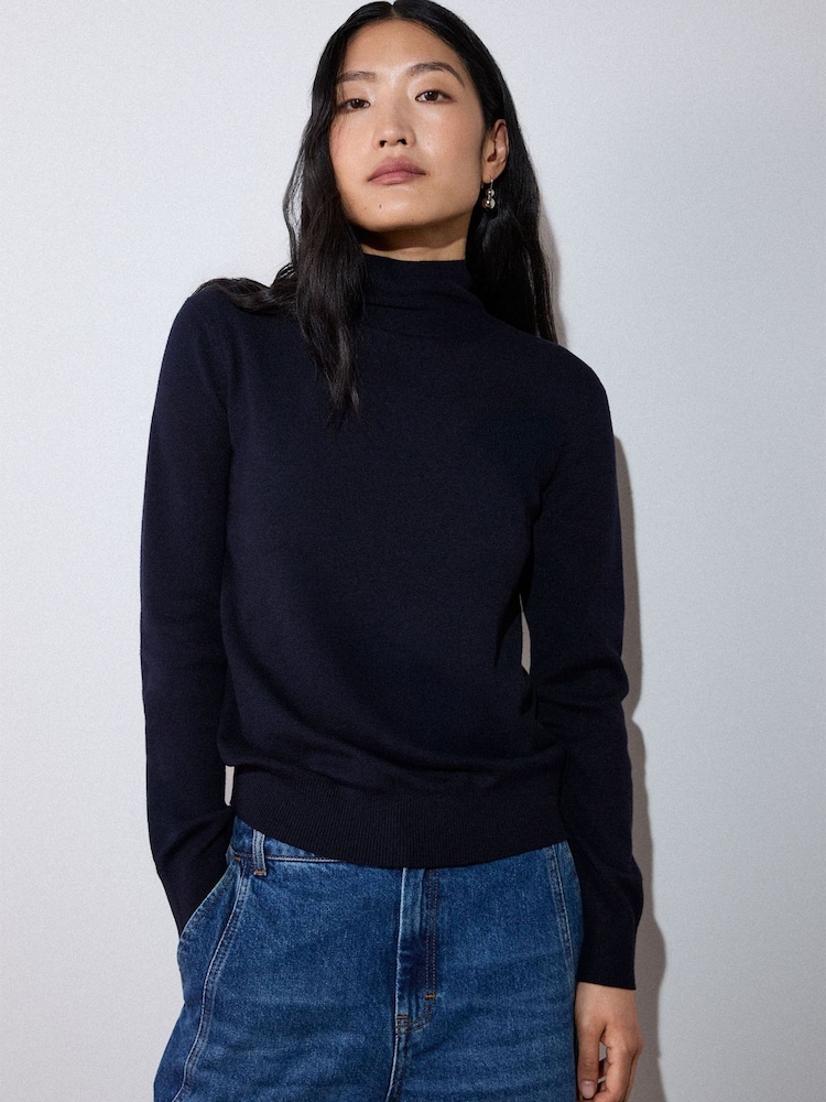 Whistles Blue Tie Neck Detail Knitted Jumper - Image 4 of 4 Whistles Blue Tie Neck Detail Knitted Jumper - Image 4 of 4