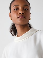 Whistles White Seam Detail Funnel Neck Blouse - Image 3 of 4