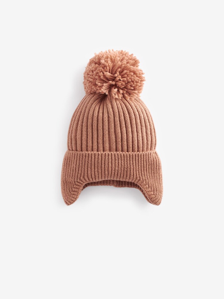 Neutral Knitted Pom Hat (3mths-10yrs) - Image 1 of 2 Neutral Knitted Pom Hat (3mths-10yrs) - Image 1 of 2