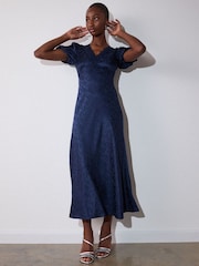 Whistles Jacquard V-Neck Midi Dress - Larawan 3 ng 4