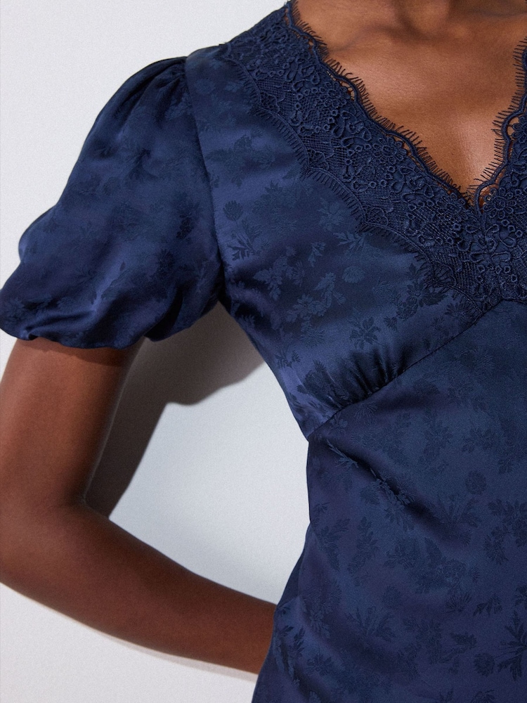 Whistles Jacquard V-Neck Midi Dress - Larawan 4 ng 4