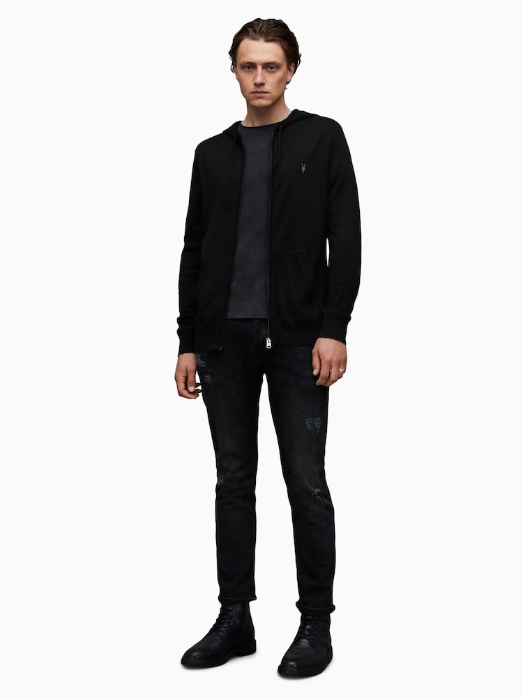 AllSaints Black Mode Merino Zip Hoodie - Image 2 of 5