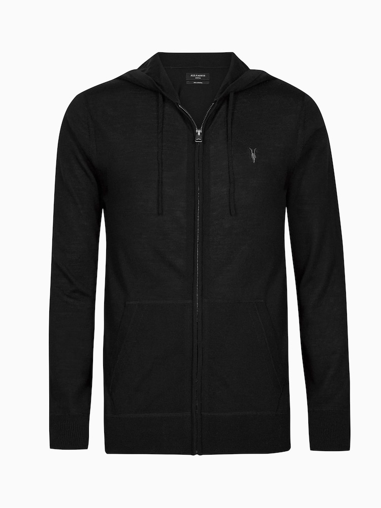 AllSaints Black Mode Merino Zip Hoodie - Image 5 of 5