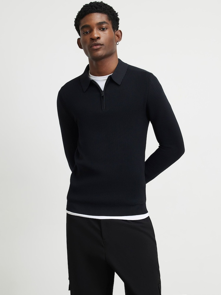 River Island Black Muscle Fit Polo Shirt - Image 1 of 4
